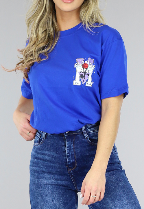 SALE50 Donkerblauw Oversized Basketbal T-Shirt