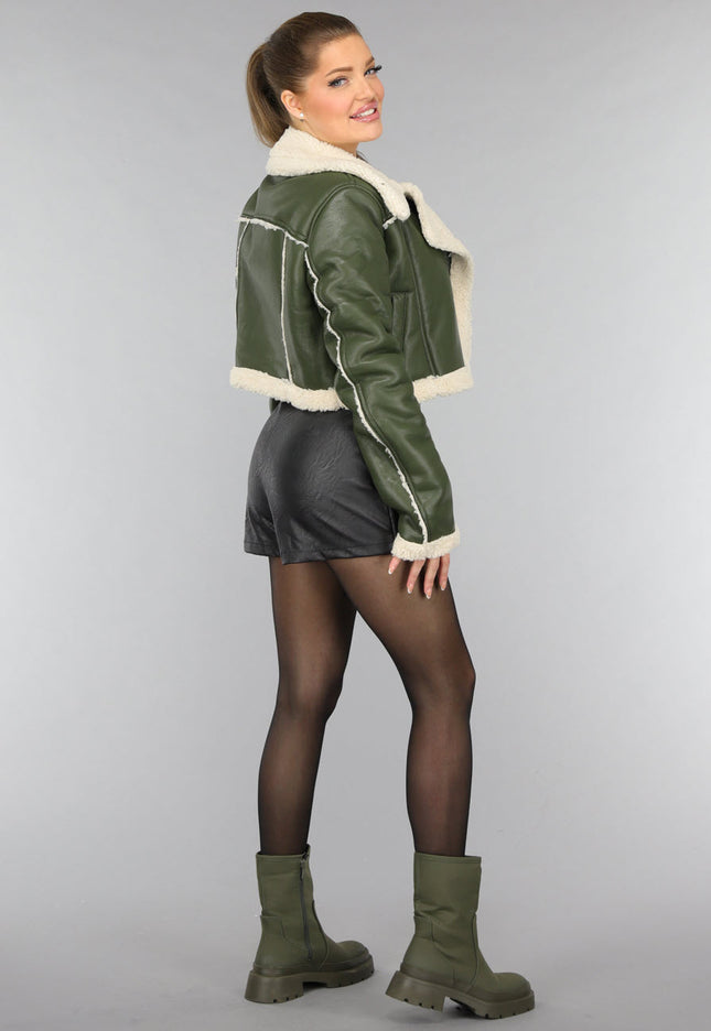 SALE50 Donkergroene Cropped Lammy Coat
