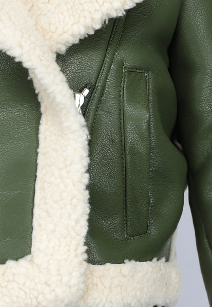 SALE50 Donkergroene Cropped Lammy Coat