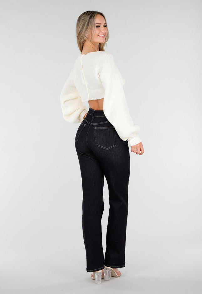 SALE50 Gebroken Witte Cropped Trui