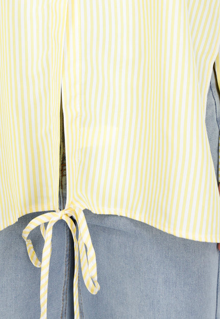 SALE50 Gele Gestreepte Blouse met Strikdetail