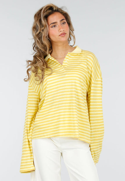 SALE50 Gele Gestreepte Polo Longsleeve