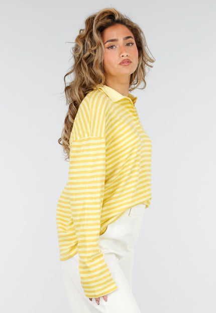 SALE50 Gele Gestreepte Polo Longsleeve