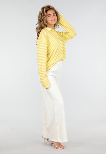 SALE50 Gele Gestreepte Polo Longsleeve