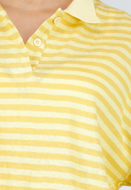 SALE50 Gele Gestreepte Polo Longsleeve