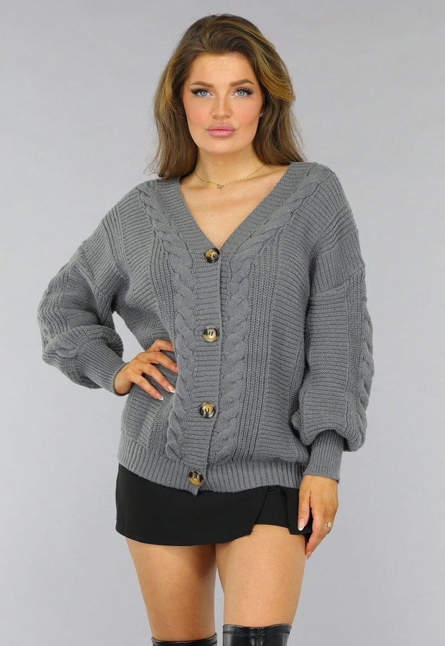 SALE50 Grijs Oversized Gebreid Vest