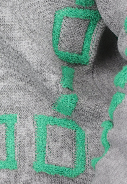 SALE50 Grijze Cardigan met Groene Details