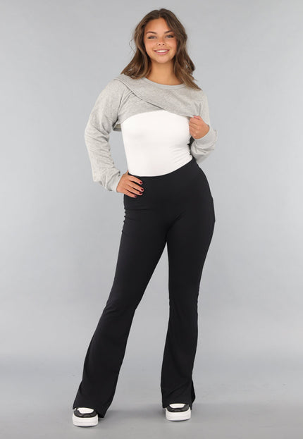 SALE50 Grijze Cropped Trui met Overslag Look