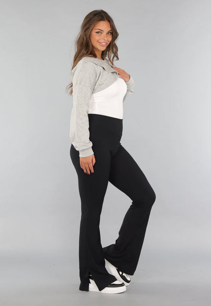 SALE50 Grijze Cropped Trui met Overslag Look