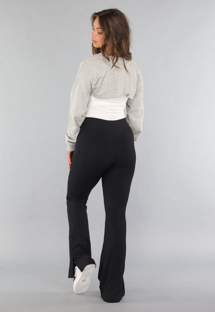SALE50 Grijze Cropped Trui met Overslag Look