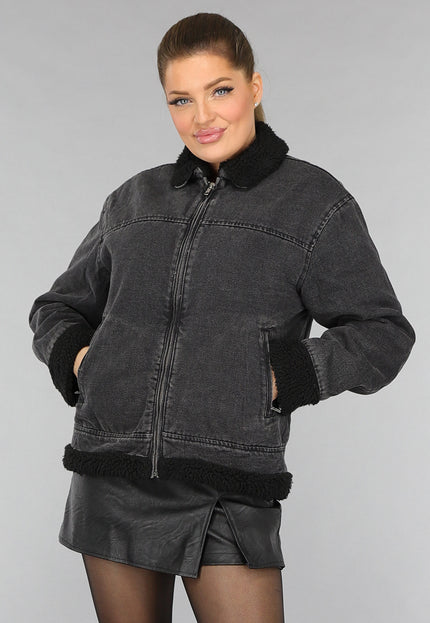 SALE50 Grijze Denim Teddy Tussenjas