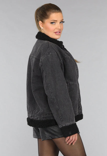 SALE50 Grijze Denim Teddy Tussenjas