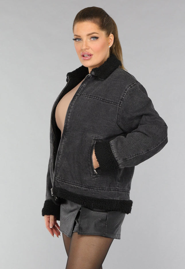 SALE50 Grijze Denim Teddy Tussenjas