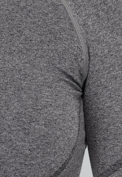 SALE50 Grijze Lange Mouwen Sporttop met Duimgaten