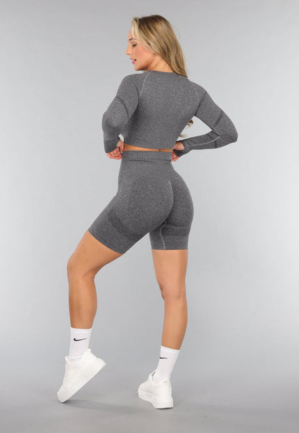 SALE50 Grijze Lange Mouwen Sporttop met Duimgaten