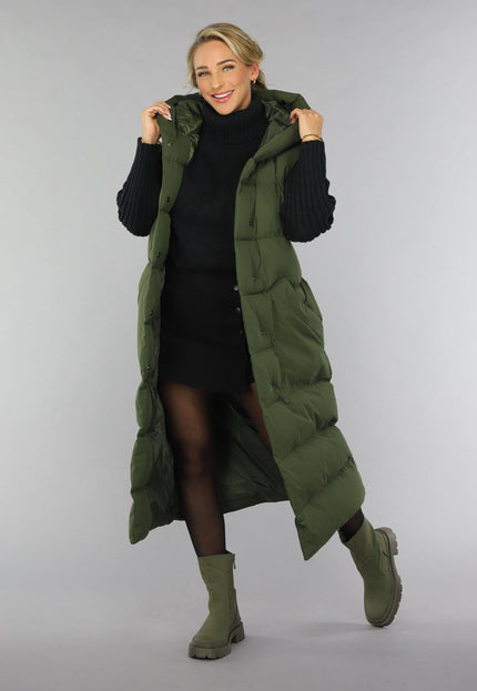 SALE50 Groene Lange Gewatteerde Bodywarmer