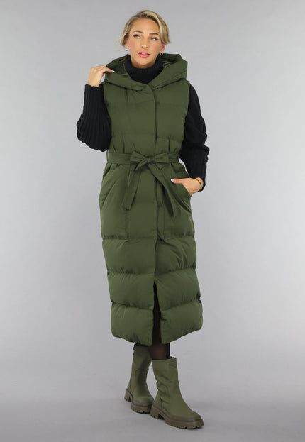 SALE50 Groene Lange Gewatteerde Bodywarmer