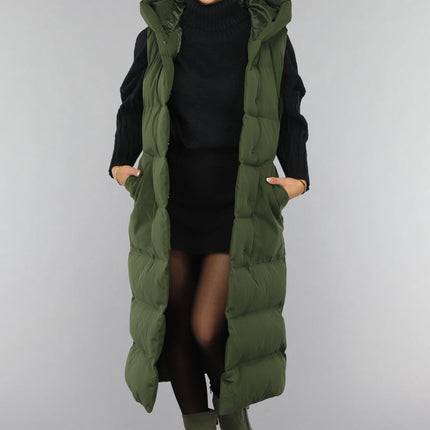SALE50 Groene Lange Gewatteerde Bodywarmer