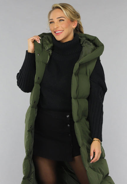 SALE50 Groene Lange Gewatteerde Bodywarmer
