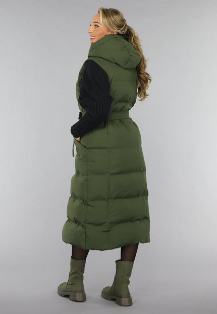 SALE50 Groene Lange Gewatteerde Bodywarmer