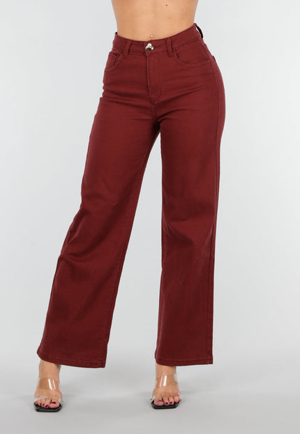 SALE50 High Waist Jeans Bordeauxrood