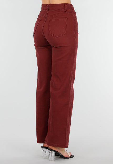SALE50 High Waist Jeans Bordeauxrood