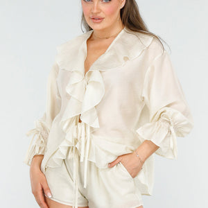 SALE50 Ivoorkleurige Ruffle Set
