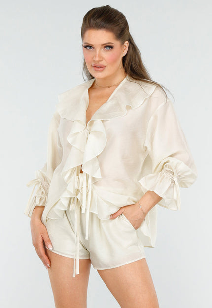 SALE50 Ivoorkleurige Ruffle Set