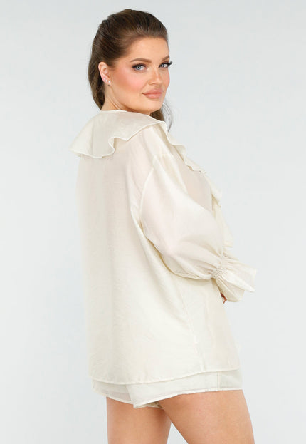 SALE50 Ivoorkleurige Ruffle Set