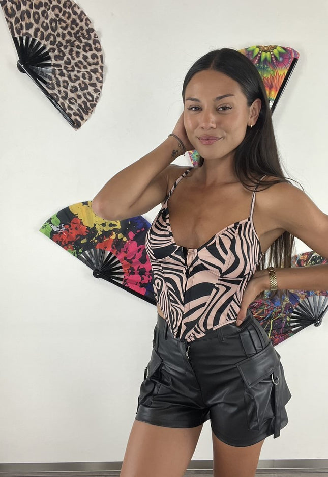 SALE50 Korset Top met Zebra Print