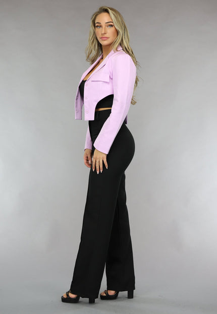SALE50 Korte Asymmetrische Lila Blazer
