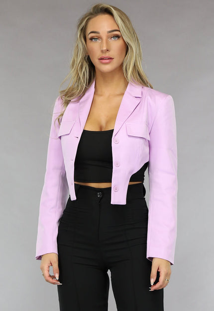SALE50 Korte Asymmetrische Lila Blazer
