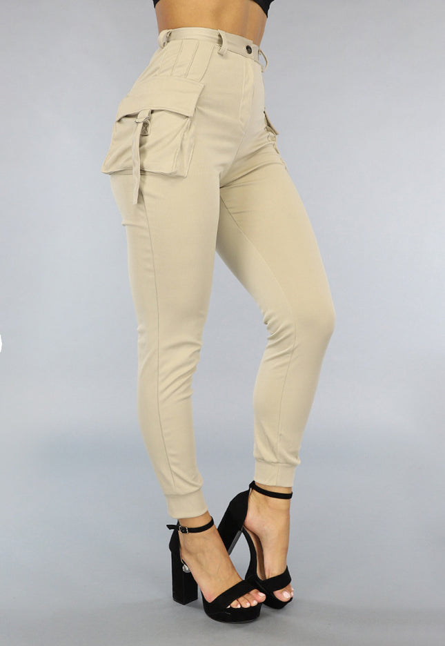 SALE50 Lange Beige Cargo Broek