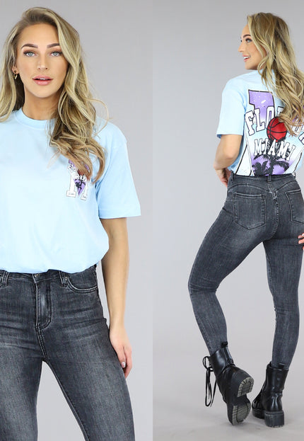 SALE50 Lichtblauw Oversized Basketbal T-Shirt
