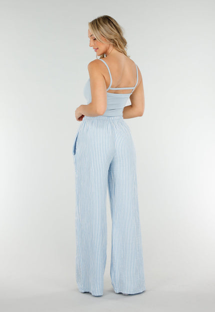 SALE50 Lichtblauwe Stretch Cut-Out Top