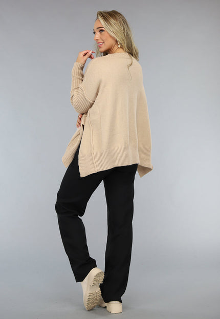 SALE50 Lichtbruine Trui met V Hals