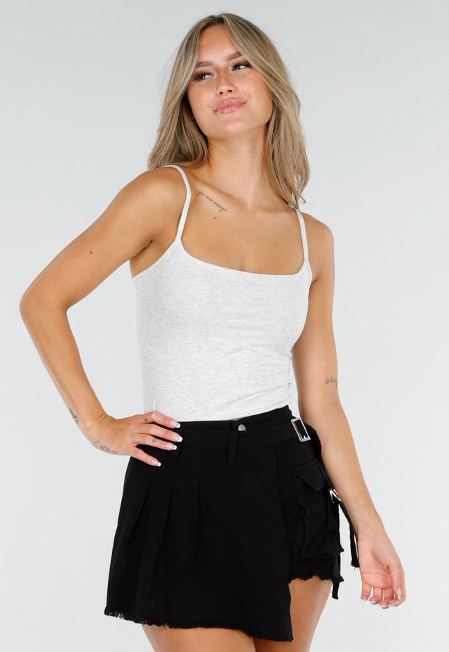 SALE50 Lichtgrijze Rib Camitop Stretch