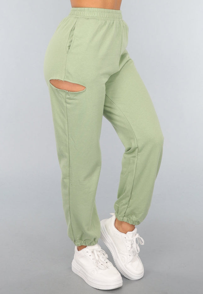 SALE50 Lichtgroene Joggingbroek met Open Detail