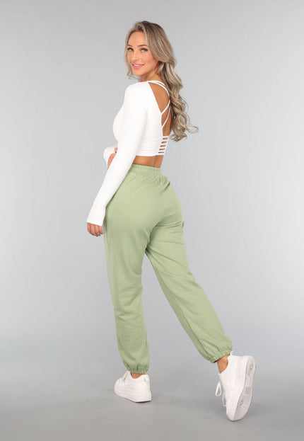 SALE50 Lichtgroene Joggingbroek met Open Detail