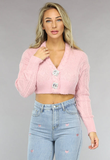 SALE50 Lichtroze Cropped Vestje met Hartjes