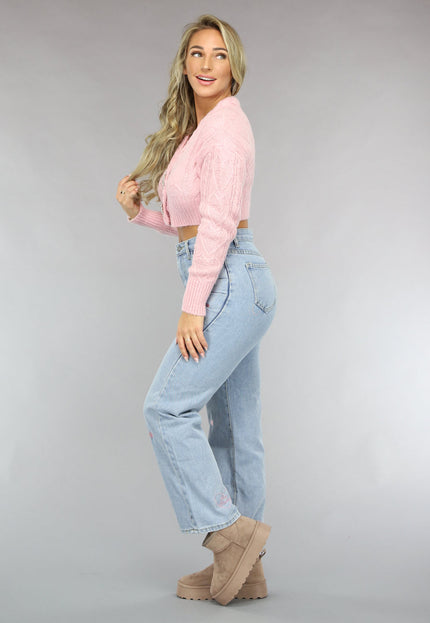 SALE50 Lichtroze Cropped Vestje met Hartjes