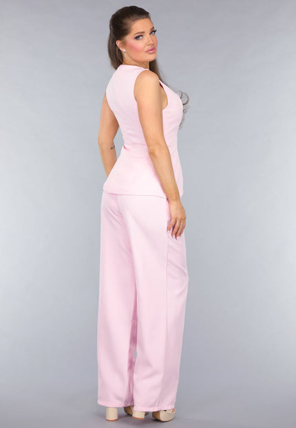 SALE50 Lichtroze Gilet Co Ord Set met Pantalon