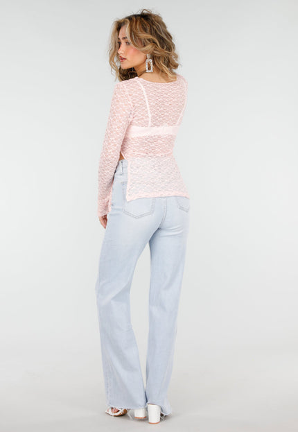 SALE50 Lichtroze Kanten Top