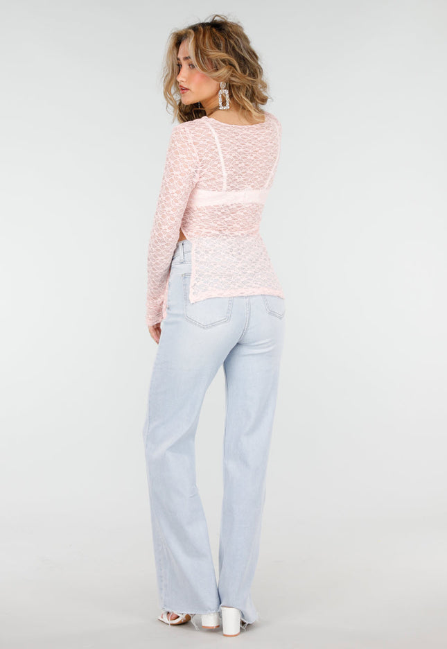 SALE50 Lichtroze Kanten Top