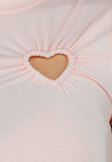 SALE50 Lichtroze Minijurk met Hart Cut Out en Stretch