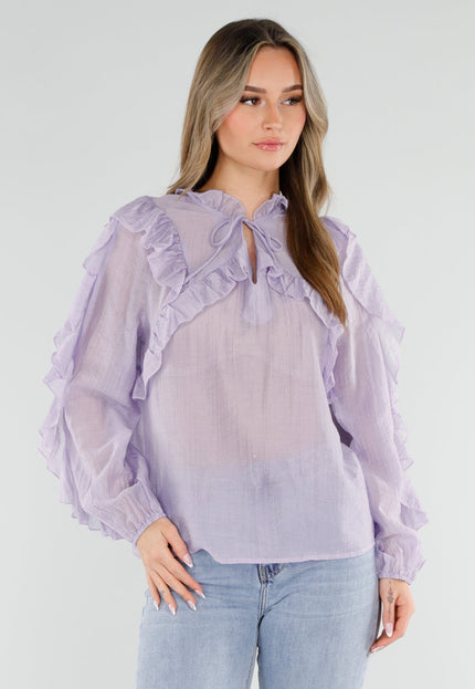 SALE50 Lila Ruffle Blouse met Strikdetail