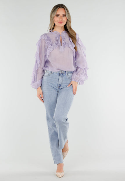 SALE50 Lila Ruffle Blouse met Strikdetail