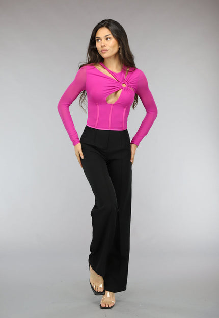 SALE50 Longsleeve Fuchsia Mesh Korset Top
