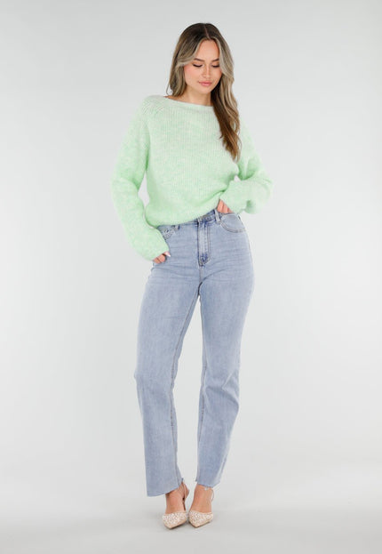 SALE50 Mintgroene Gebreide Twist Trui