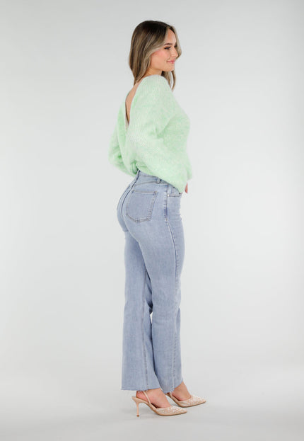 SALE50 Mintgroene Gebreide Twist Trui